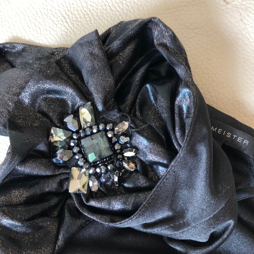 David Meister 6 one shoulder black midi dress - Picture 5 of 5